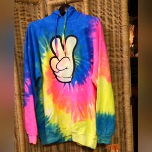 Jon Lauren Tie Die Hoodie Peace  Graphic Size XL